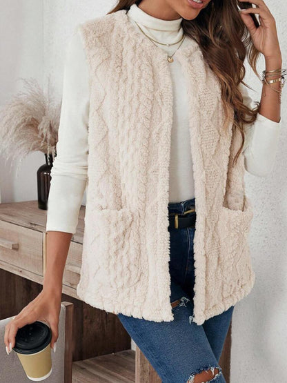 Dames Gilet en Fleece avec Grandes Poches Chic und Stil
