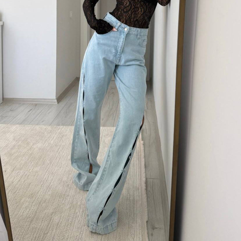 Dames jeans décontractées avec des détails découpés créatifs Chic und Stil