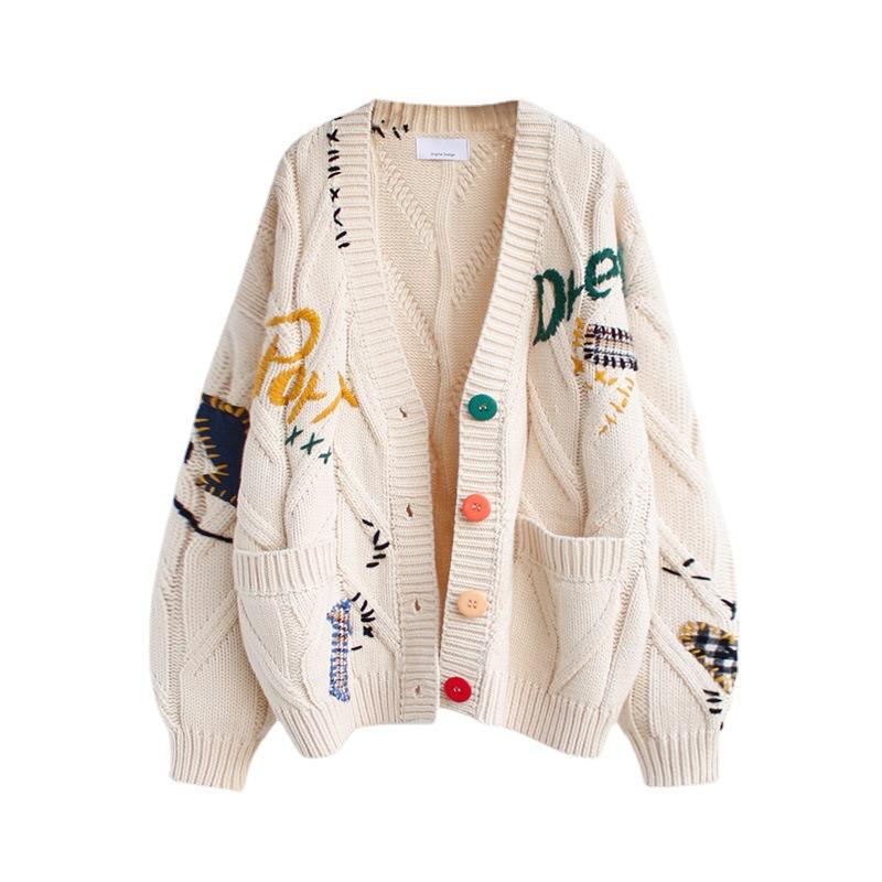 Dames cardigan en tricot doublé avec des boutons colorés et un design unique Chic und Stil