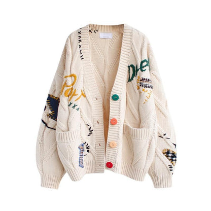 Dames cardigan en tricot doublé avec des boutons colorés et un design unique Chic und Stil