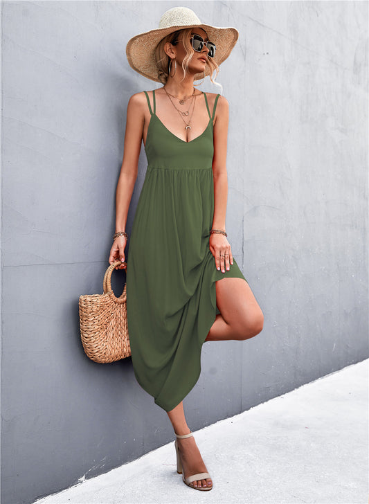 Robe d'été décontractée pour femmes avec des bretelles spaghetti et une coupe volumineuse Chic und Stil
