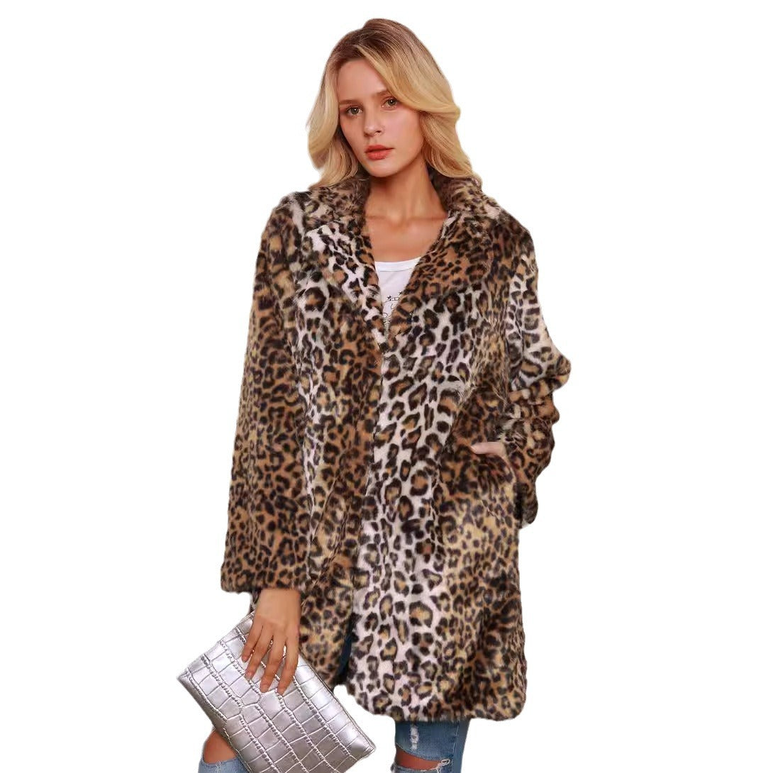 Dames Cape en fourrure de léopard tendance Chic und Stil
