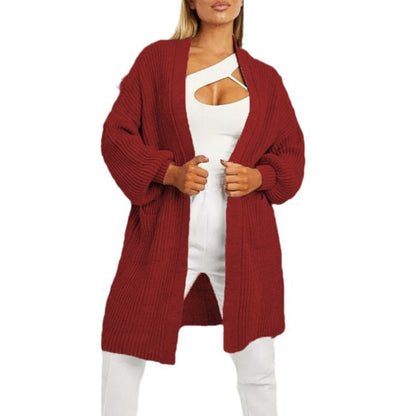 Dames grand cardigan en tricot avec des manches volumineuses et des poches ouvertes Chic und Stil