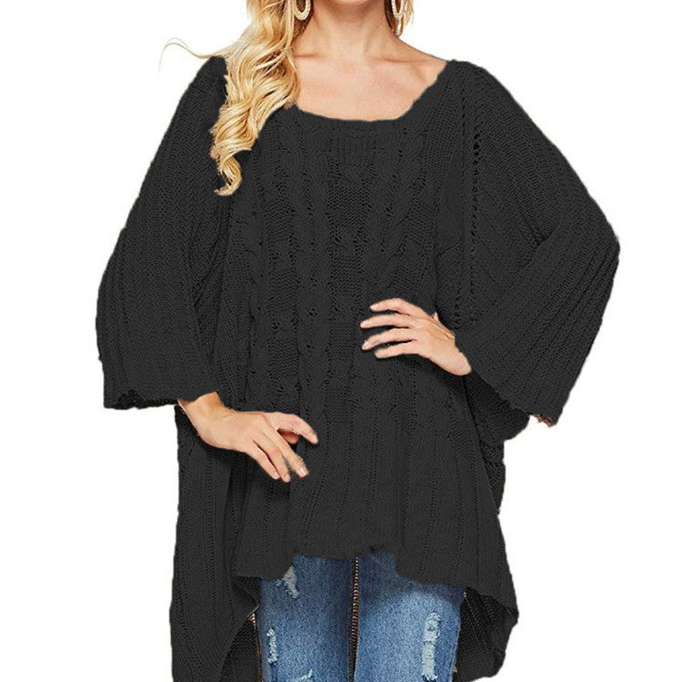 Dame poncho en tricot à coupe ample et motif structuré tendance Chic und Stil