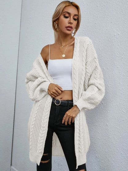 Dames Grosse-maille-Kimono-Cardigan avec structure en rib haut de gamme Chic und Stil