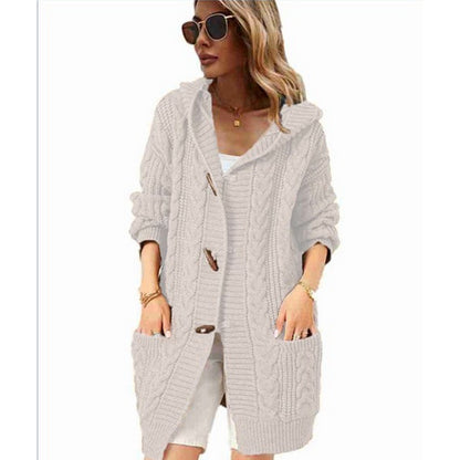 Dames Grand cardigan en tricot avec capuche et grandes poches Chic und Stil
