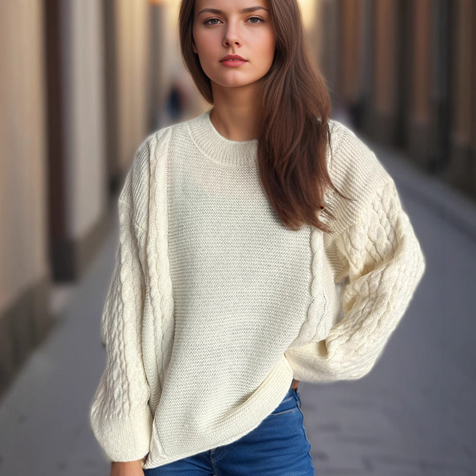 Pull en tricot grossier pour femmes avec motif torsadé élégant et coupe décontractée Chic und Stil