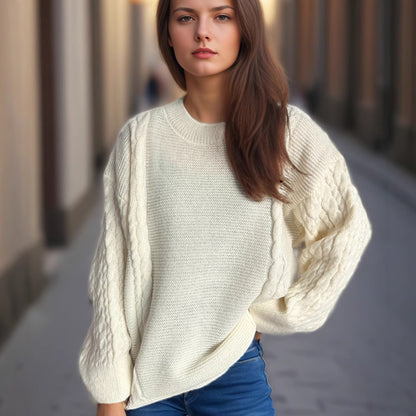Pull en tricot grossier pour femmes avec motif torsadé élégant et coupe décontractée Chic und Stil