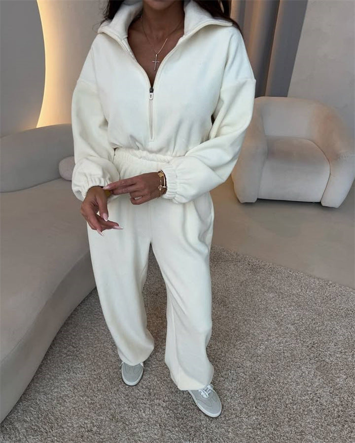 Combinaison en polaire pour femmes avec fermeture éclair et taille élastique Chic und Stil