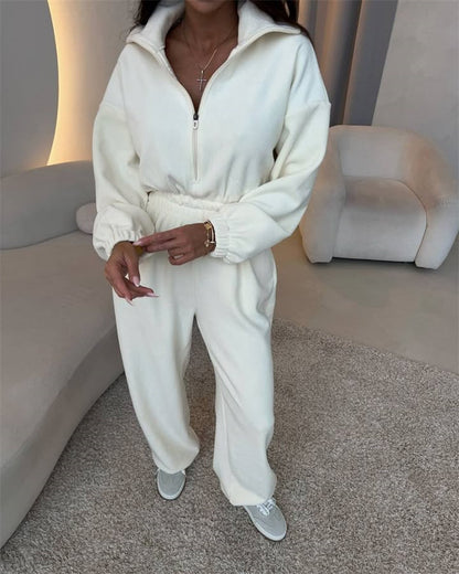 Combinaison en polaire pour femmes avec fermeture éclair et taille élastique Chic und Stil