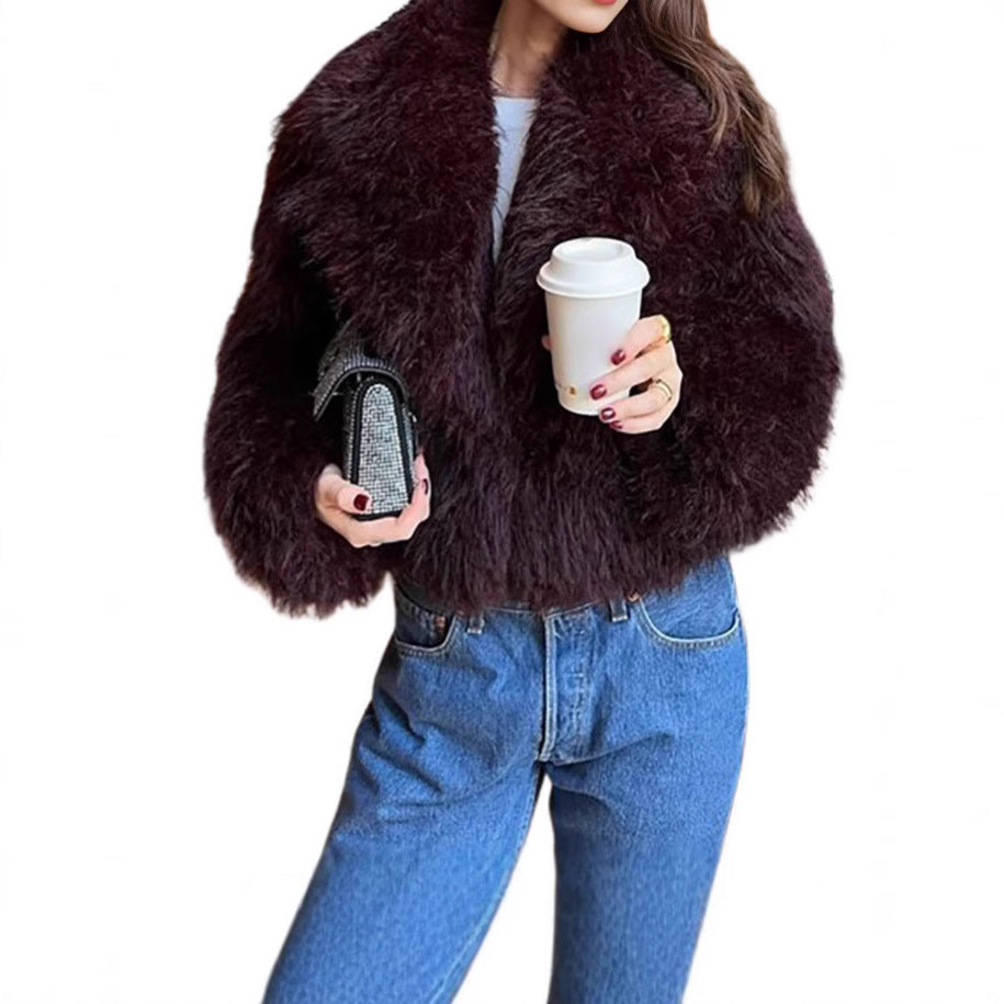 Oversized faux fur jacket for women Chic und Stil