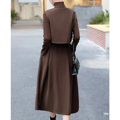 Robe midi enroulée élégante pour femme avec accents de boutons Chic und Stil