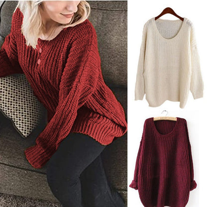 Dames gros tricot pull-over en matériau doux et coupe large Chic und Stil