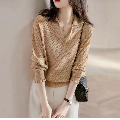Pull texturé pour femmes à col V Chic und Stil