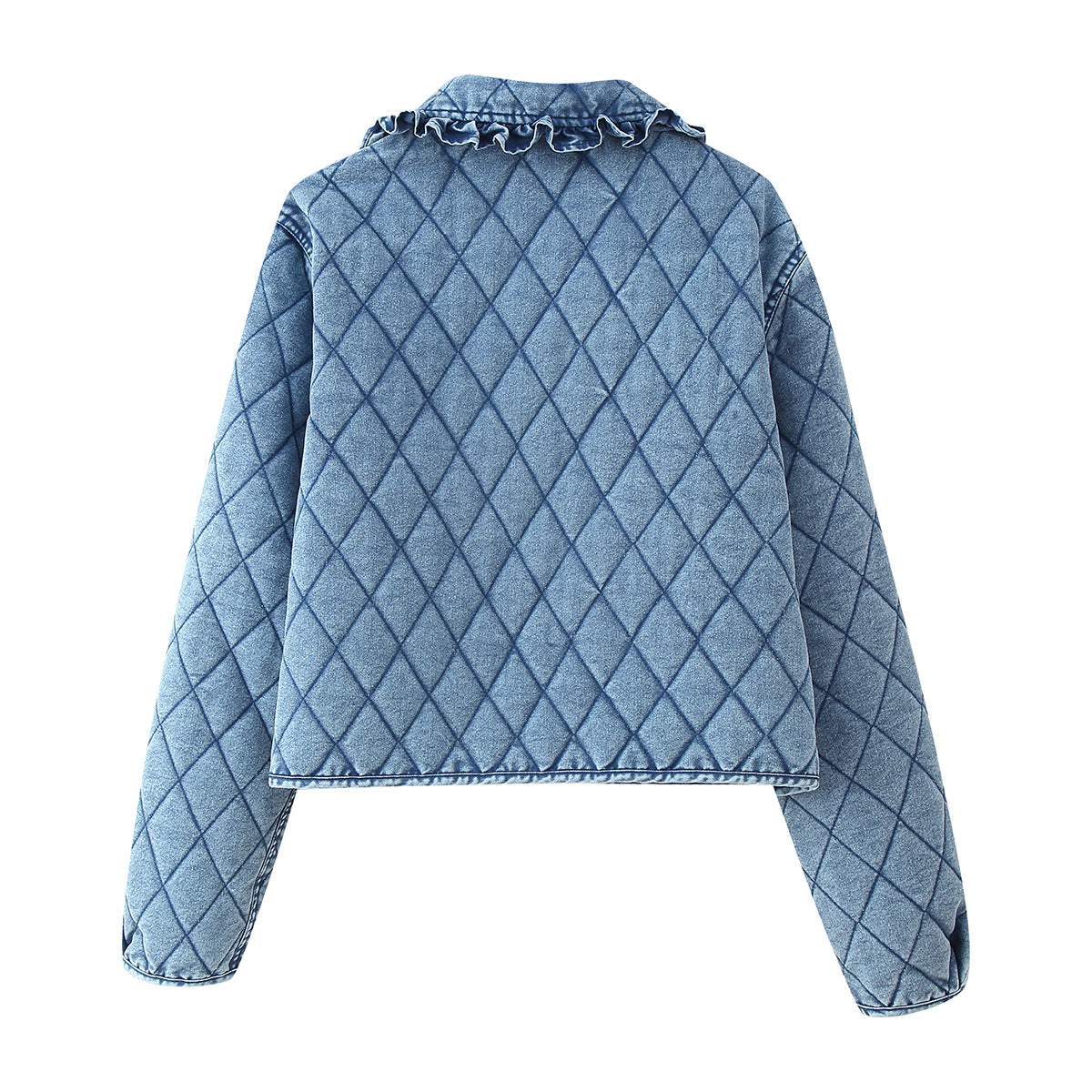 Quilted utility jacket for women with elegant collar and gathered details Chic and Style