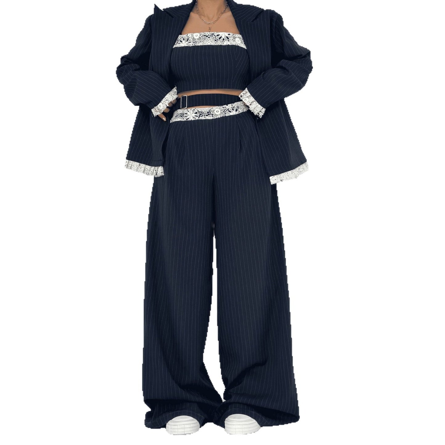 Dames Ensemble élégant à deux pièces avec accents en dentelle Chic und Stil