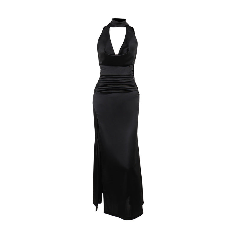 Robe de soirée en satin élégant pour femmes avec fente haute Chic und Stil