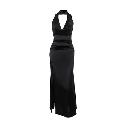 Robe de soirée en satin élégant pour femmes avec fente haute Chic und Stil
