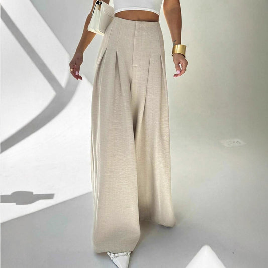 Wide palazzo pants for women with elegant pleats and high waist Chic and Style