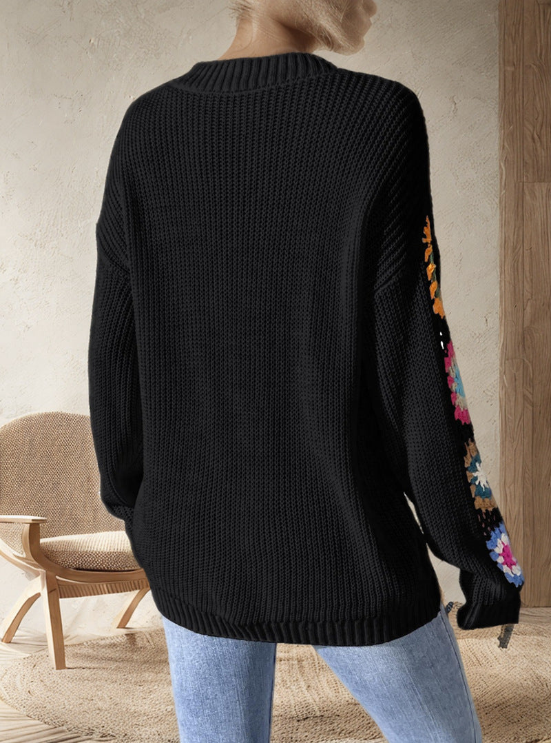 Pull en tricot pour femmes avec des accents de crochet ludiques et une coupe ample Chic und Stil