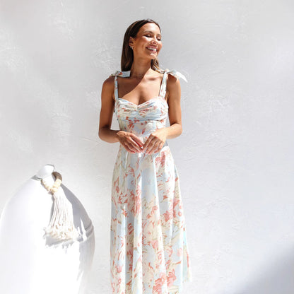 Robe midi à liens floraux Chic und Stil pour femmes