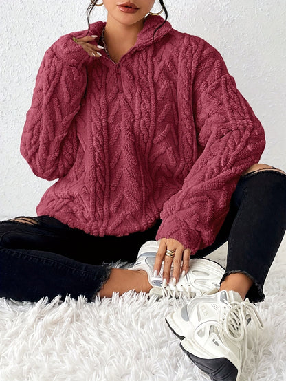 Pull femme en polaire avec col haut et design structuré Chic und Stil