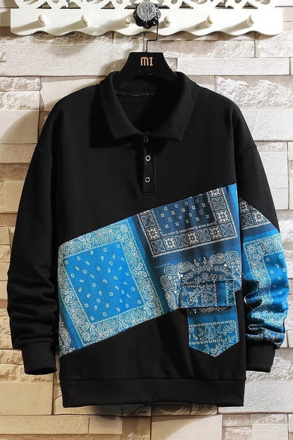 Pull-over polo stylé pour hommes avec design Paisley et col classique Chic und Stil