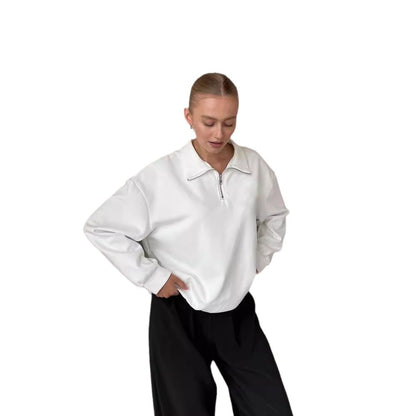 Chic and Style Women's Fleece Sporty Pull with Short Zipper