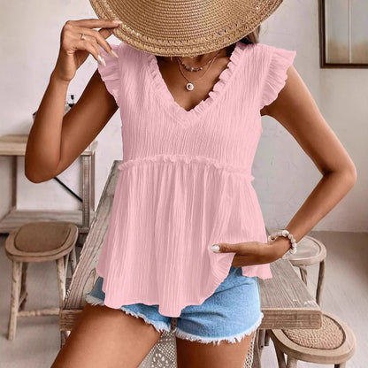 Blouse en viscose légère pour femmes avec détails en volant et coupe décontractée Chic und Stil