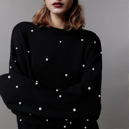 Pull en grosse maille pour femmes avec encolure perlée Chic und Stil