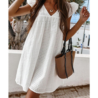 Robe shift à encolure en V avec des manches à volants Chic und Stil