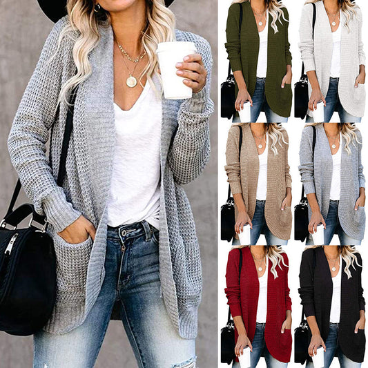 Cardigan en tricot décontracté pour femmes avec des ouvertures à l'avant et de grandes poches Chic und Stil