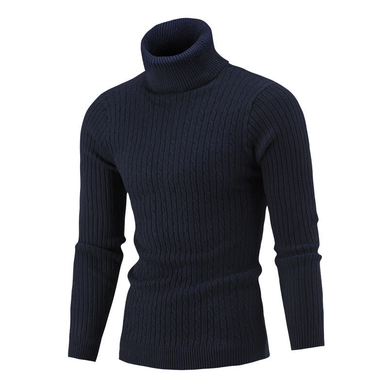 Pull-over à col roulé pour hommes avec un motif côtelé classique Chic und Stil