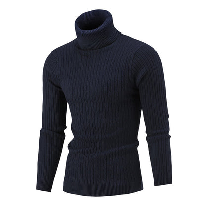 Pull-over à col roulé pour hommes avec un motif côtelé classique Chic und Stil