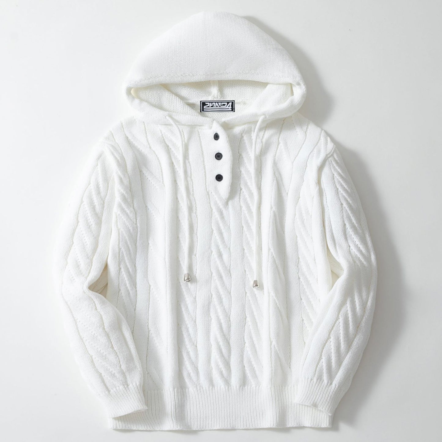 Pull à capuche en tricot pour hommes avec motif de tresses texturé Chic und Stil