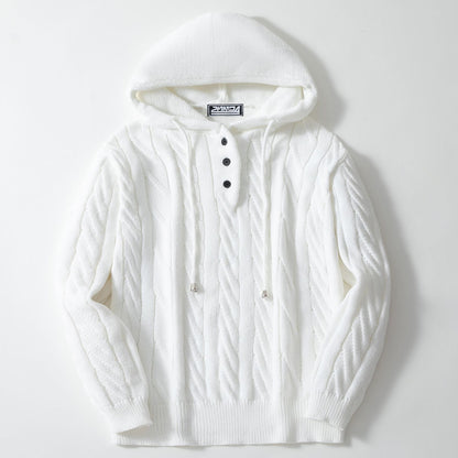 Pull à capuche en tricot pour hommes avec motif de tresses texturé Chic und Stil