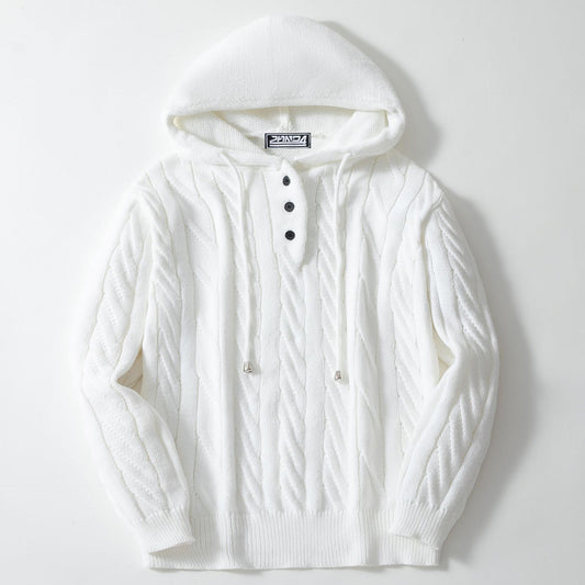 Pull à capuche en tricot pour hommes avec motif de tresses texturé Chic und Stil