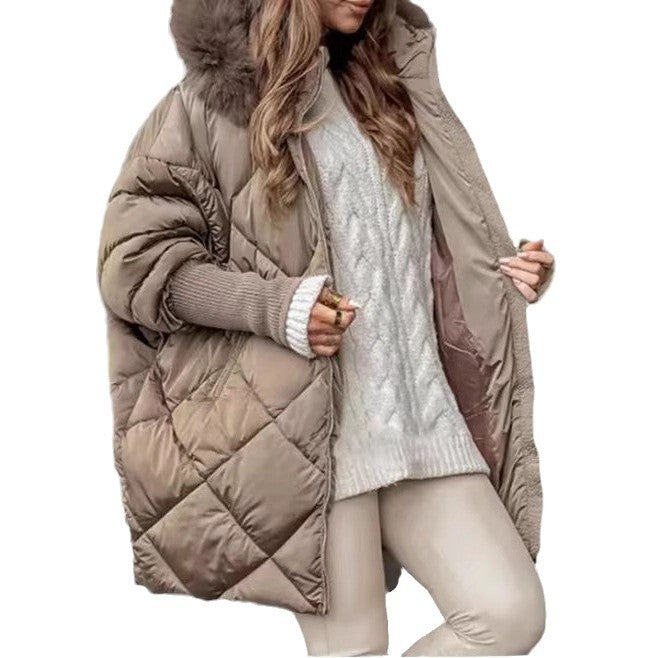 Dame Veste doudoune oversize avec col en fausse fourrure Chic und Stil