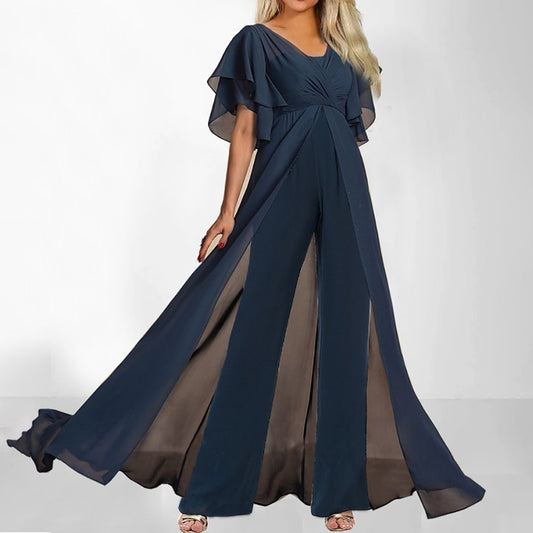 Dames Jumpsuit Élégant en Chiffon Overlay Chic und Stil