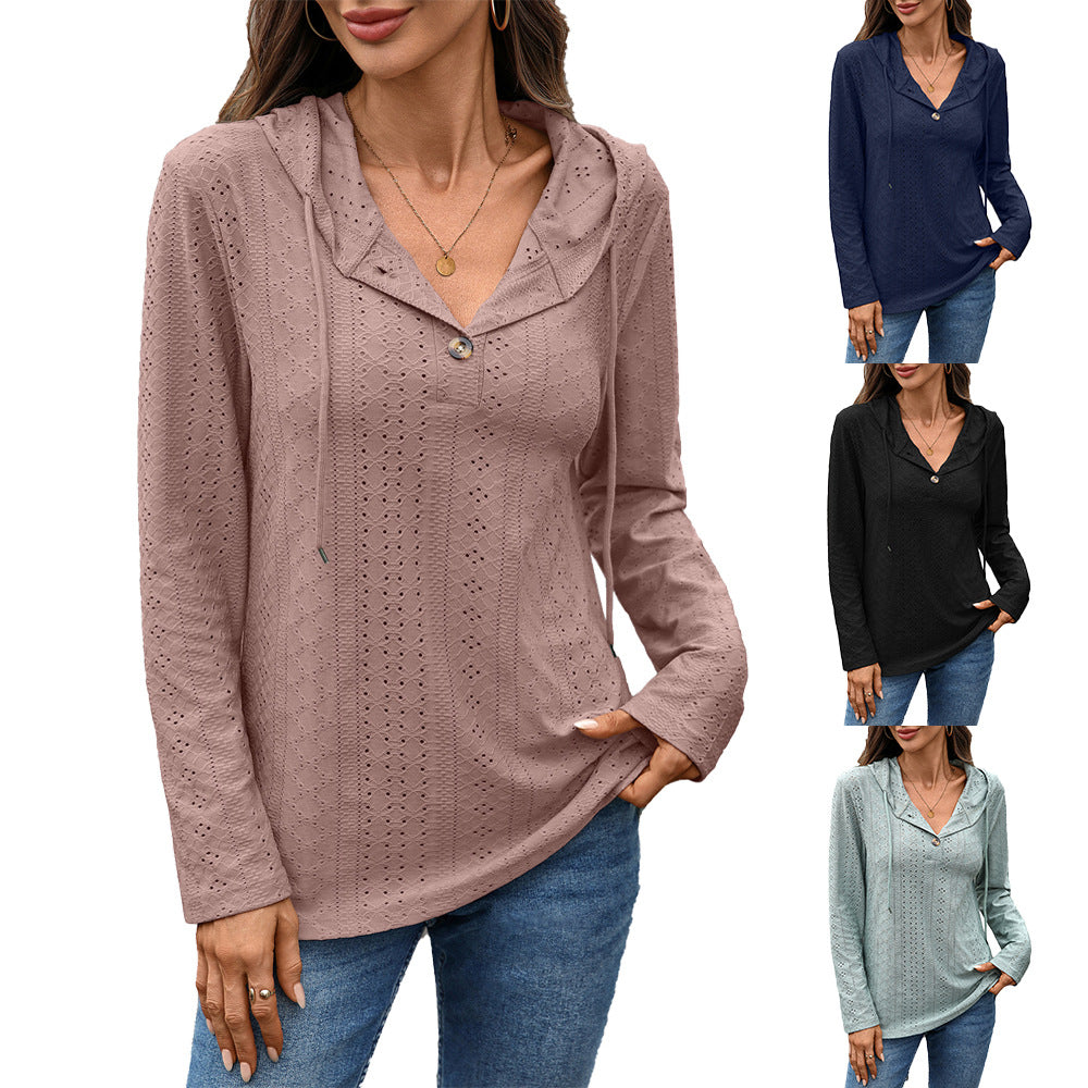Chemisier pour femmes avec un motif de petits trous et capuche Chic und Stil
