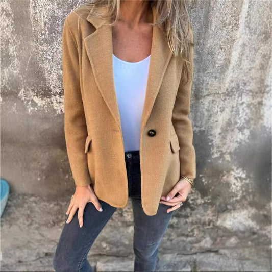 Dames Blazer élégant en tissu polaire chaud avec poches pratiques Chic und Stil
