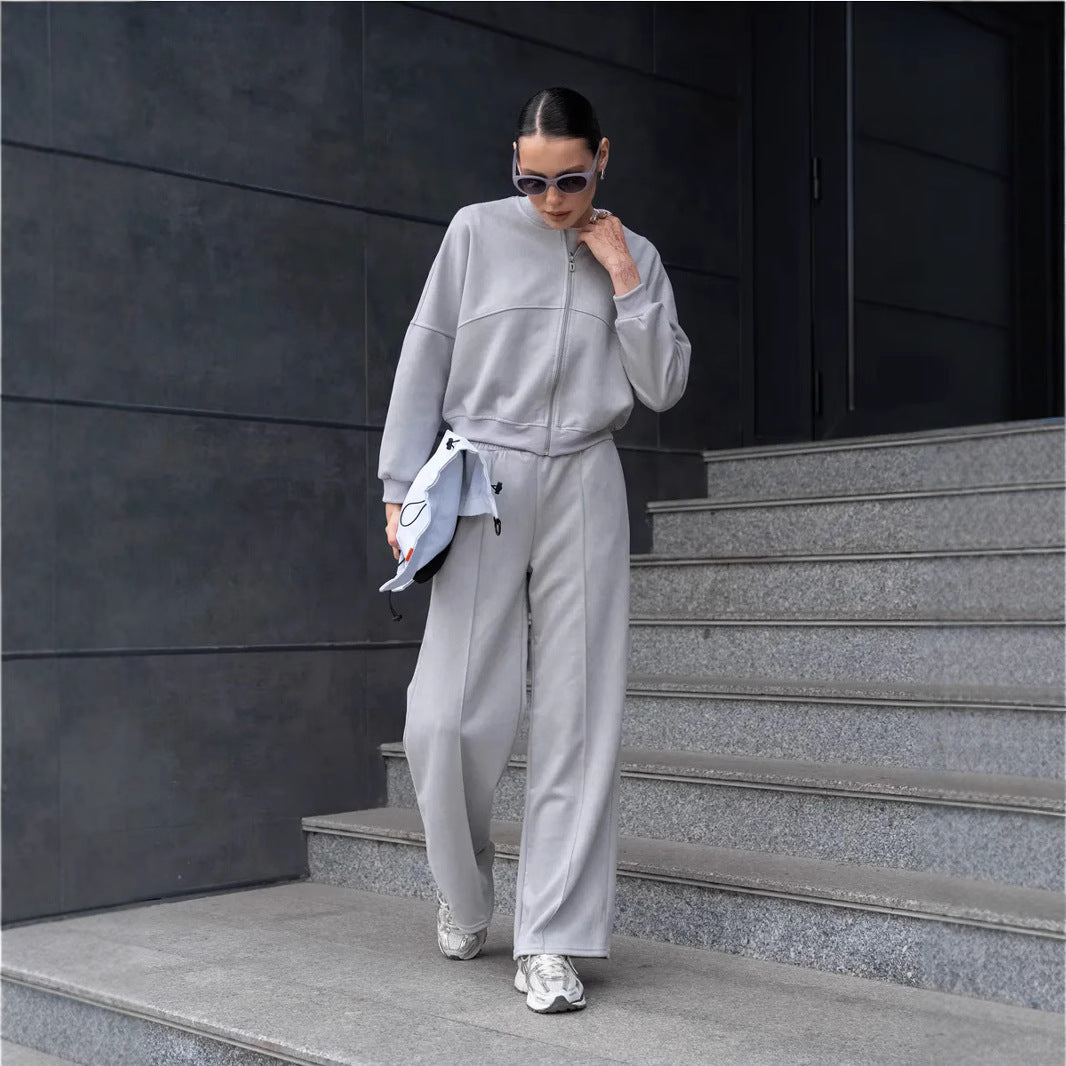 Women's sports set with short jacket and stylish pants Chic and Style