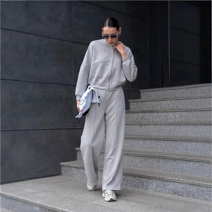 Women's sports set with short jacket and stylish pants Chic and Style