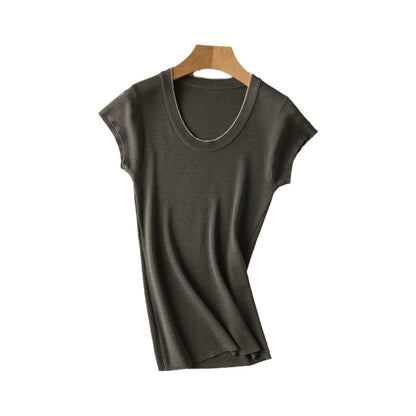 T-shirt à manches courtes en tricot doux pour femmes Chic und Stil