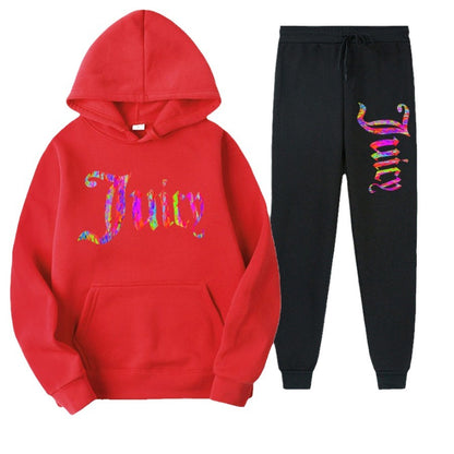 Women's sporty hoodie set and jogger pants with unique graphic print Chic and Style
