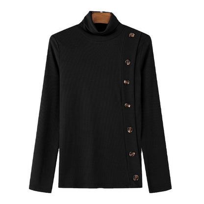 Pull à col roulé à manches longues pour femmes avec détails en boutons Chic und Stil