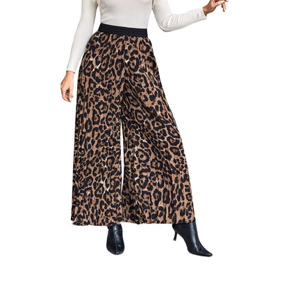 Wide leopard pants for women with elastic waistband and elegant cut Chic und Stil