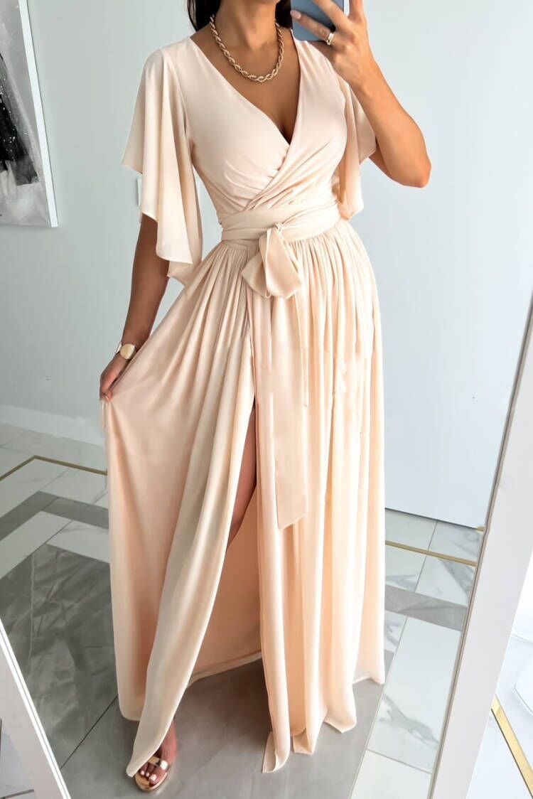Women's Flowing Maxi Dress with Elegant Butterfly Sleeves Chic und Stil