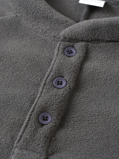 Men's fleece pullover with trendy high collar and practical button details Chic and Style