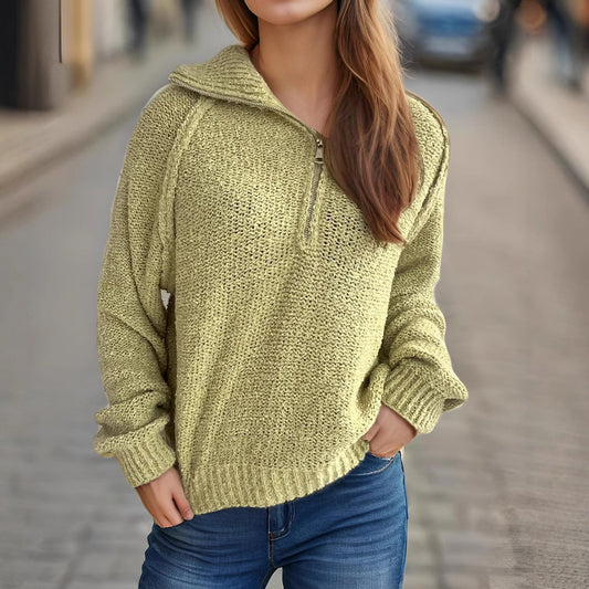 Pull-over zippé décontracté pour dames avec coupe oversize et col haut Chic und Stil